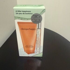 NEW CLINIQUE MINI HAPPY BODY CREAM & PERFUME SET